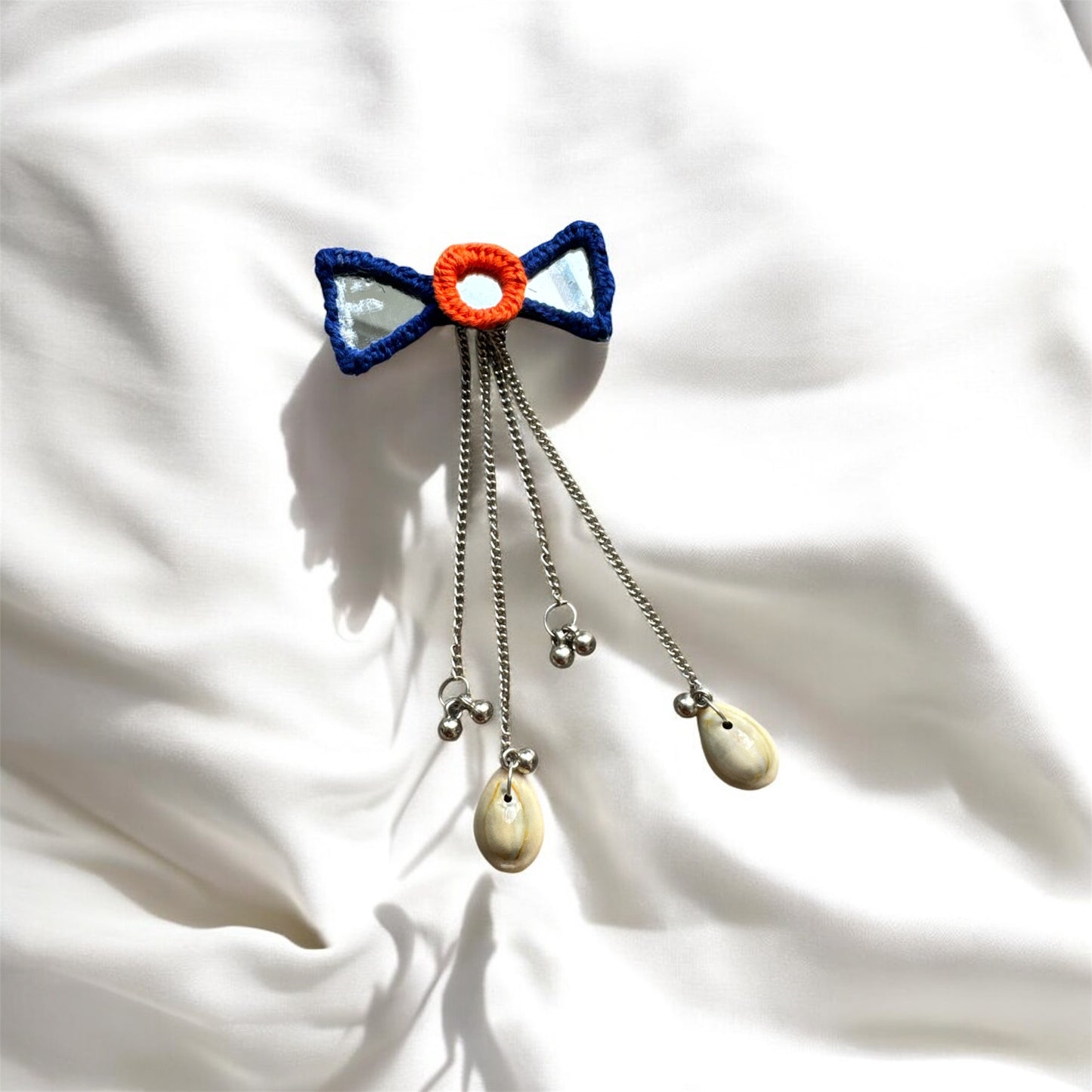 Handmade Boho Chain & Shell Mirror Hair Pin – Traditional & Trending Navratri Hair Accessory