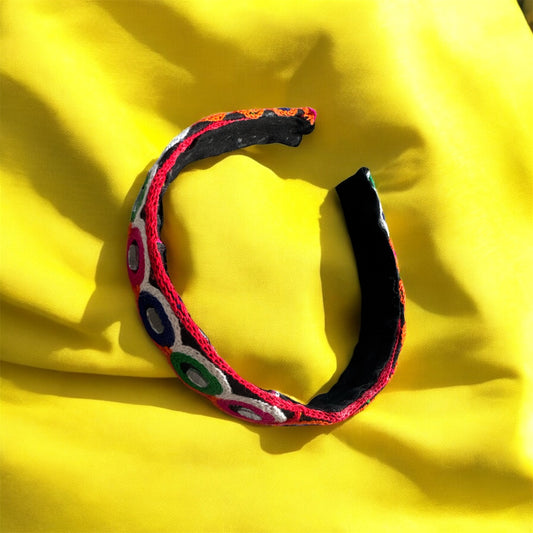 Handmade Traditional Headband – Boho Embroidered & Mirror Work