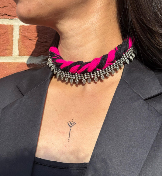 Trending 2025 Handmade Thread & Oxidized Choker Black Necklace – Navratri Special Bohemian Jewelry